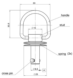 Heavy Duty High Strength TurnLock Folding Ring Handle 180