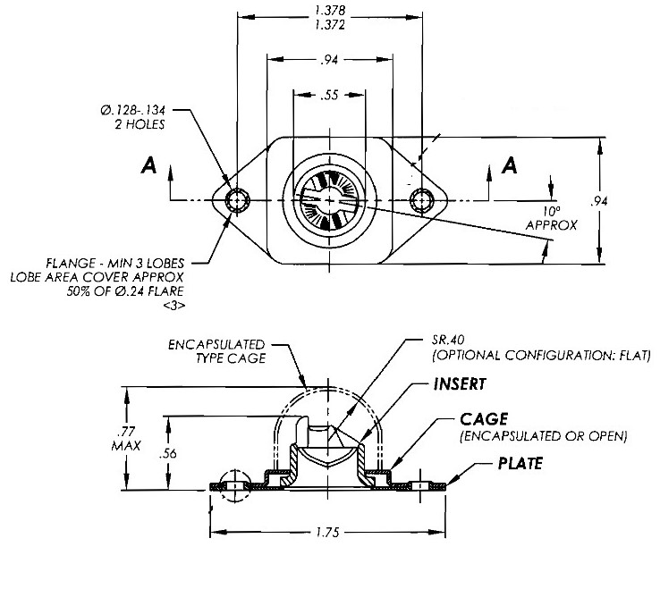 Hgr Floating Receptacle Encapsulated Torlon (T)